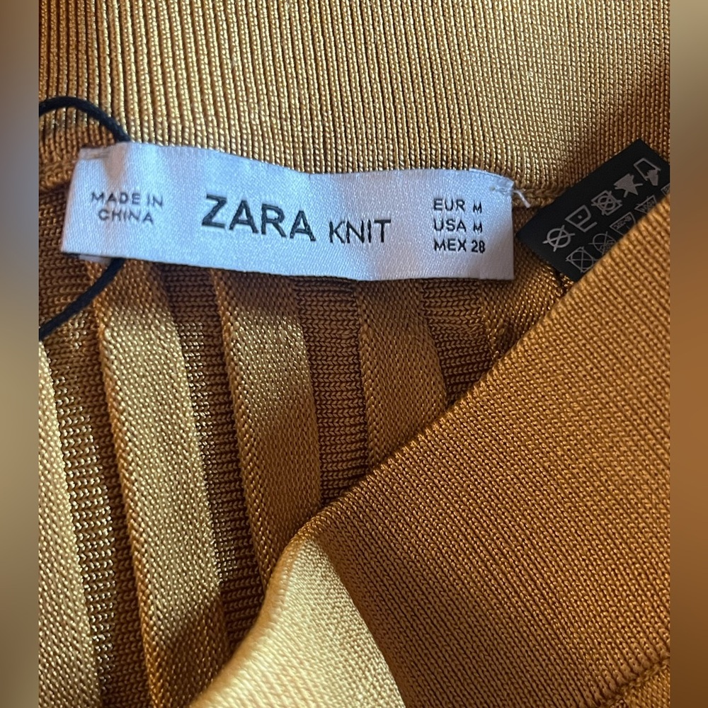 NWT Zara: Mustard Yellow Ribbed Knit Maxi Skirt with Side Slit - Picture 4 of 8